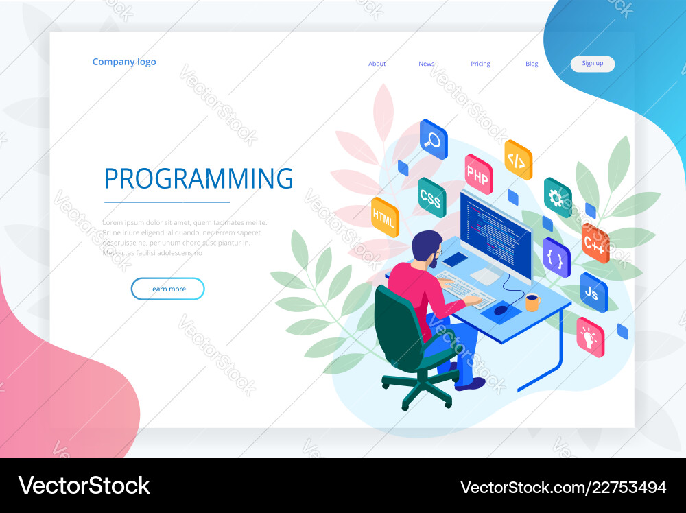 Isometrischer Programmierer kodiert neues Projekt Web Isometrischer Programmierer kodiert neues Projekt Web vektorbild