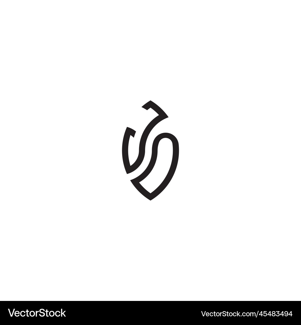 Jd leaf shape line initial concept with high Vector Image