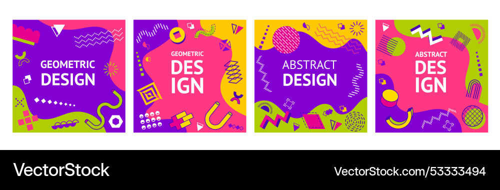 Memphis abstrakte geometrische Banner quadratische Vorlagen Memphis abstrakte geometrische Banner quadratische Vorlagen Vektorbild