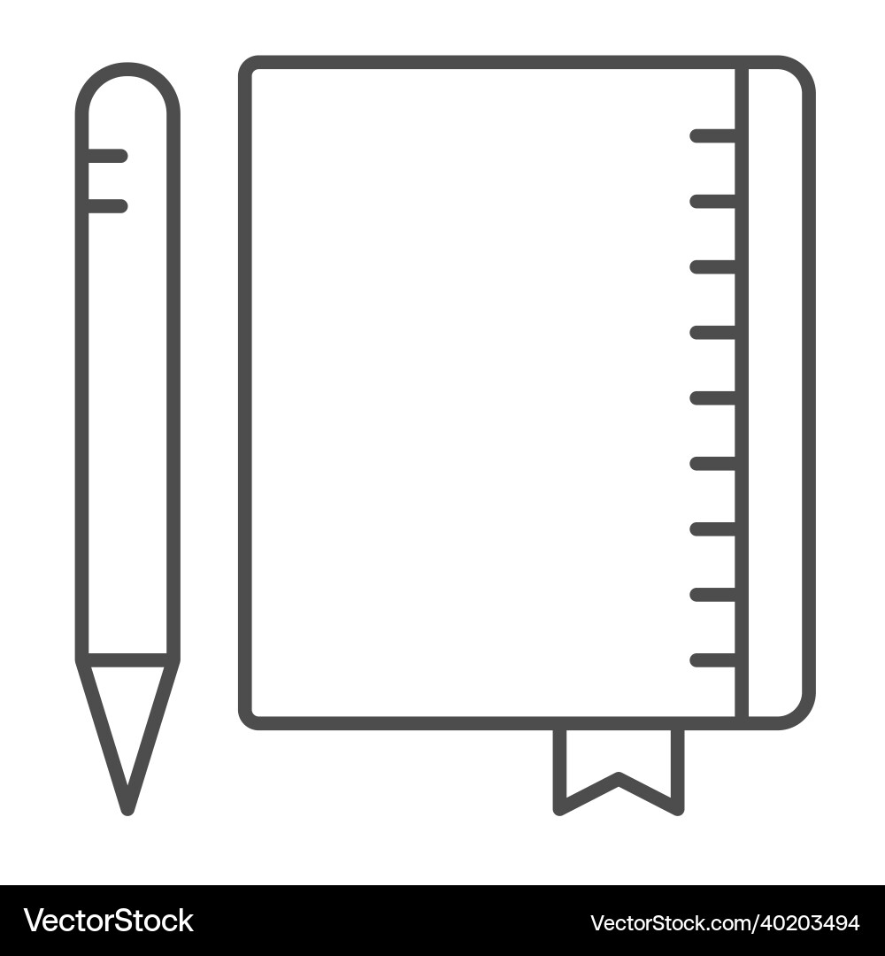 Notebook and pen copybook drawing block notepad Notebook and pen copybook drawing block notepad vector image