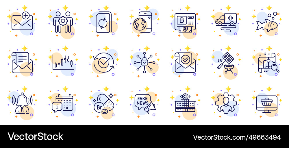 Outline set of bitcoin atm update document Outline set of bitcoin atm update document vector image