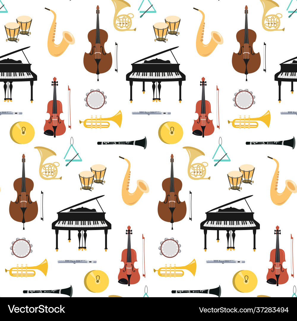Seamless pattern with musical instruments Seamless pattern with musical instruments vector image
