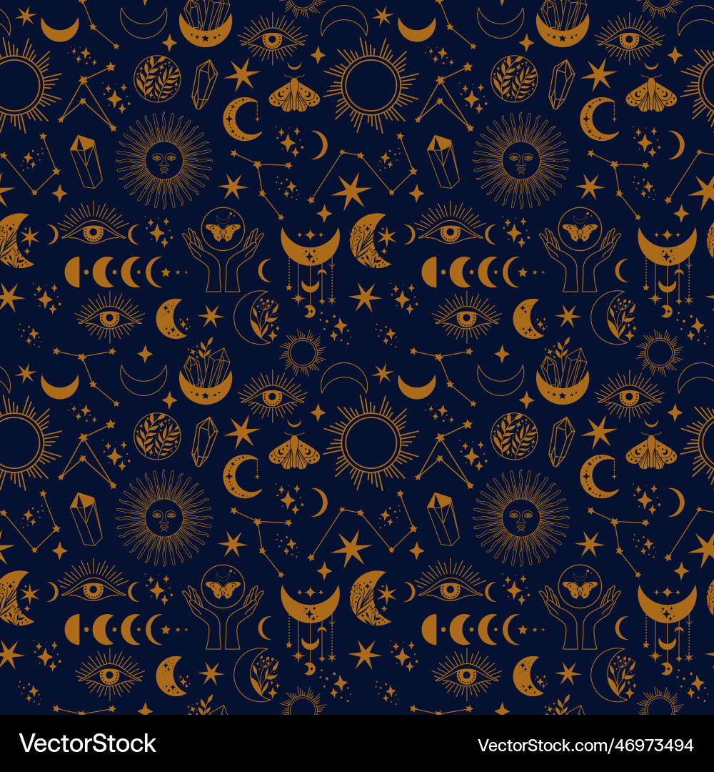 Seamless space pattern on a blue background boho Seamless space pattern on a blue background boho vector image