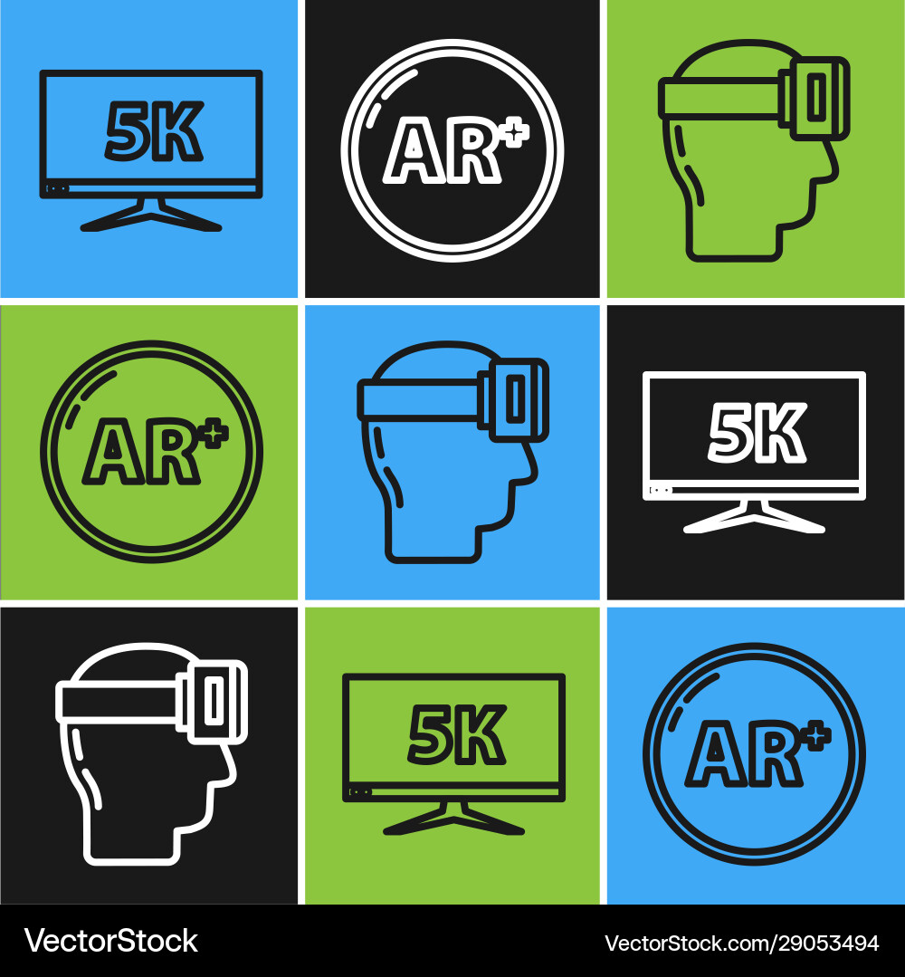 Set line monitor display with 5k video virtual Set line monitor display with 5k video virtual vector image