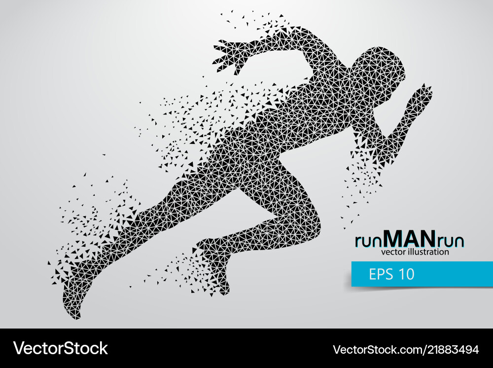 Silhouette of a running man from triangle Silhouette of a running man from triangle vector image