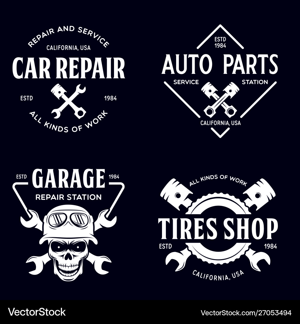 Vintage Car Repair Service Icons Vector Image