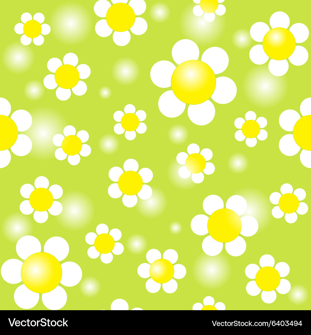 White chamomiles on a green background seamless Vector Image