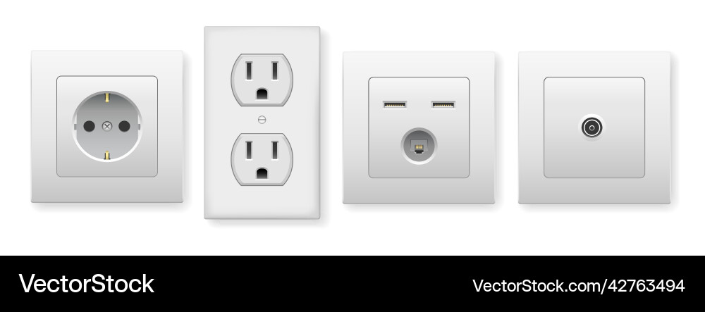 White wall sockets Royalty Free Vector Image - VectorStock