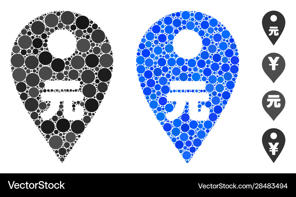 Yuan map marker composition icon circles Yuan map marker composition icon circles vector image