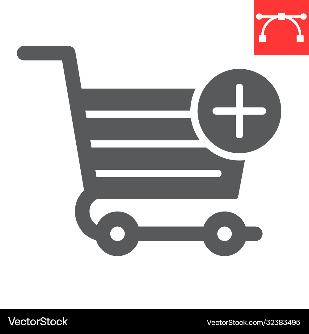 Add to shopping cart glyph icon ui and button vector image