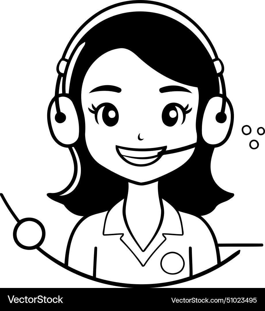 Call center operator with headset in flat design vector image