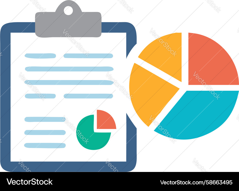 Checklist with pie chart task breakdown icon Vector Image