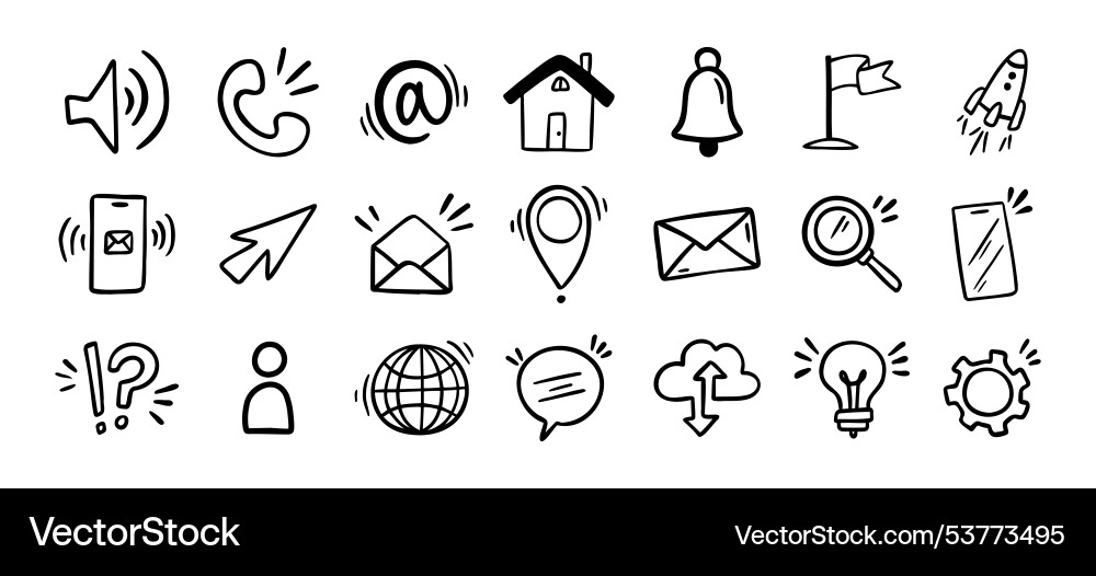 Contact doodle hand drawn icon isolated Contact doodle hand drawn icon isolated vector image