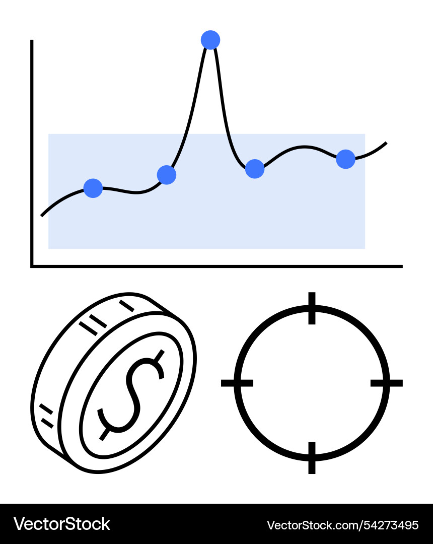 Data analytics with financial graph coin Vector Image