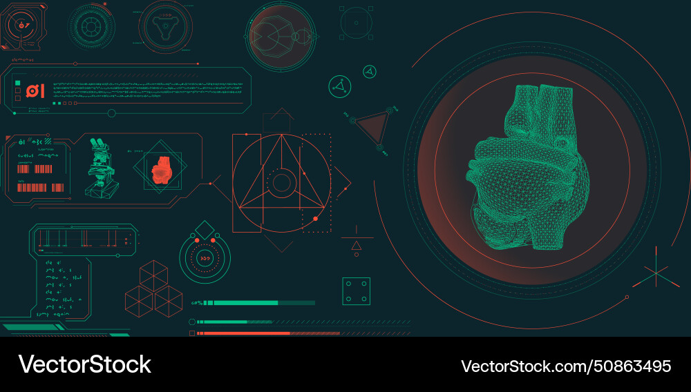 Data elements for sci-fi interface vector image