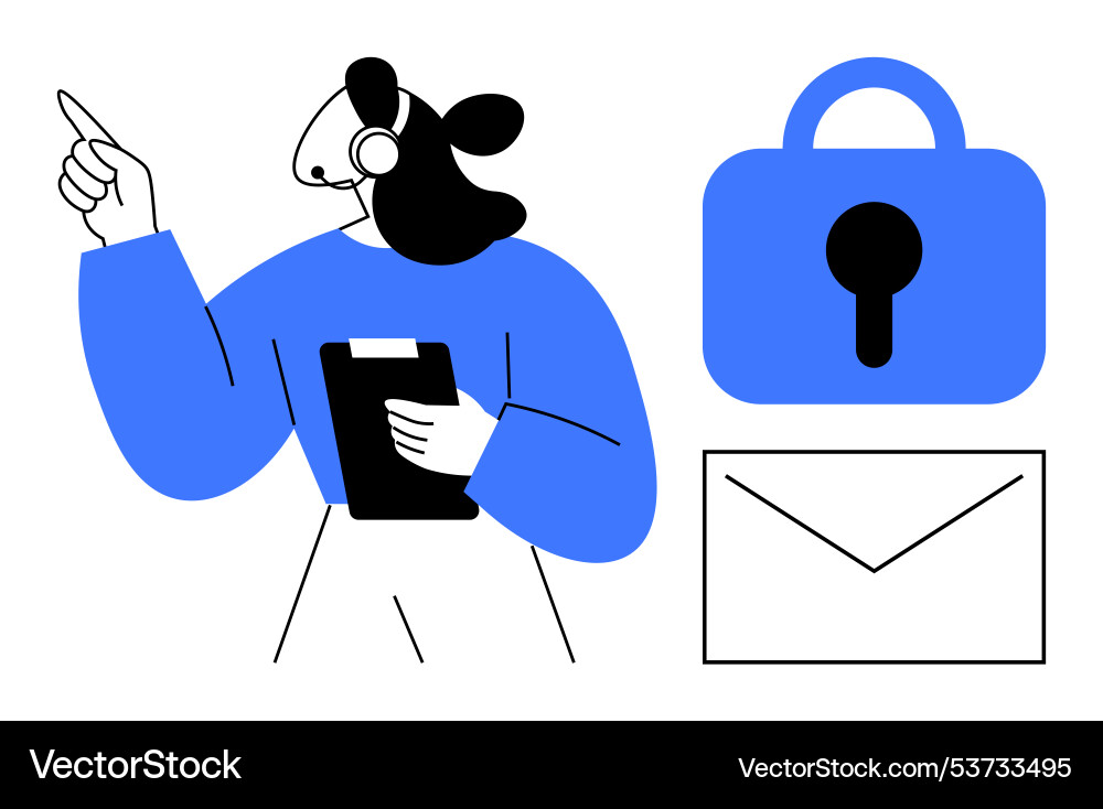 Digital customer support representative with data Digital customer support representative with data Vector Image
