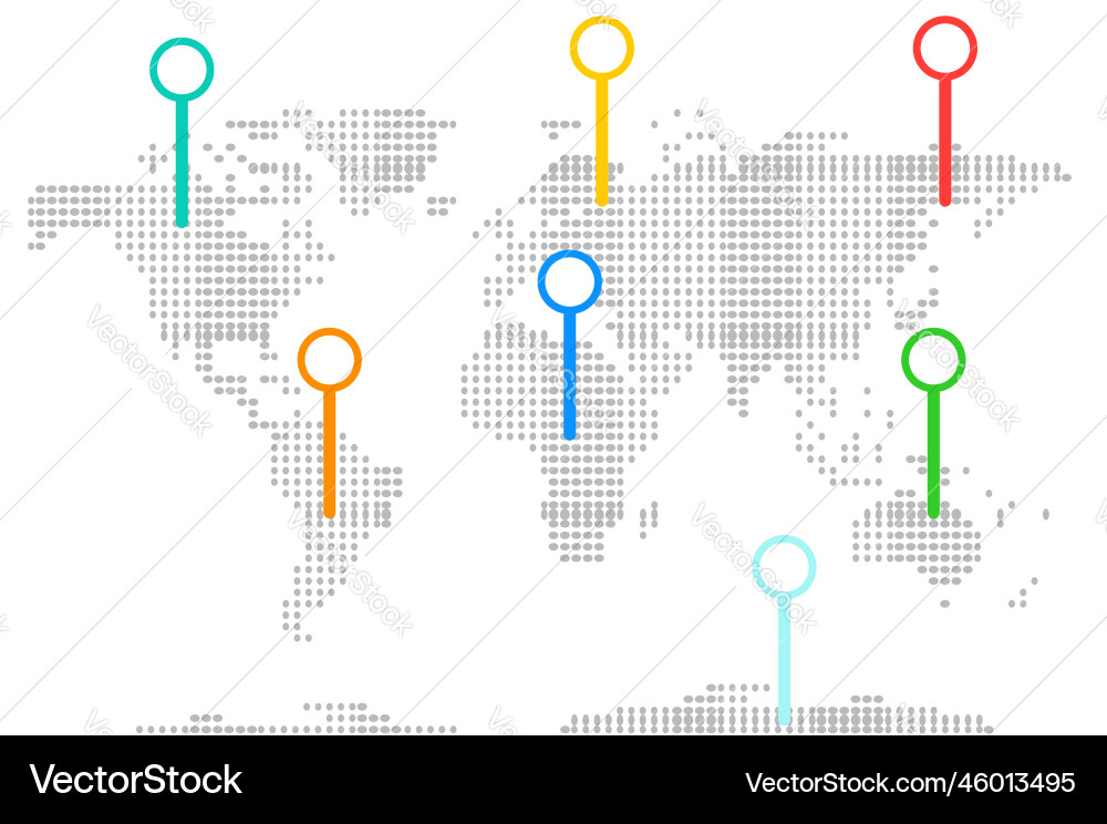 Dotted world map with pointer marks Vector Image