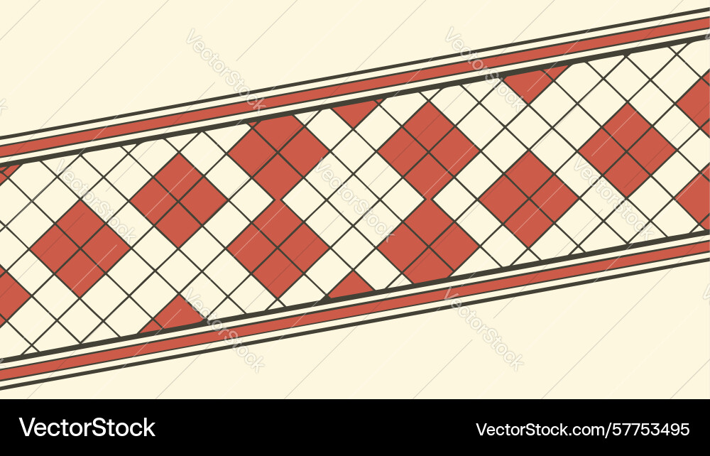 Dynamic argyle pattern border in red and white vector image