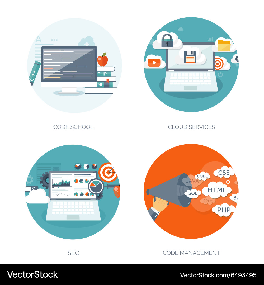Flat background coding vector image