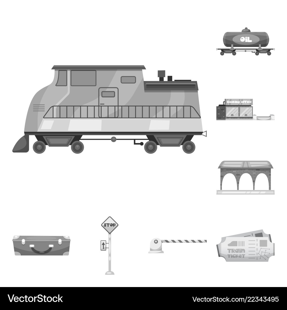 Isolated object of train and station icon set Isolated object of train and station icon set vector image