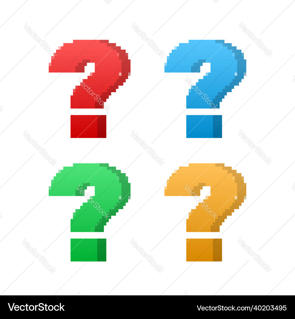 Pixel art 8-bit question mark stock Vector Image