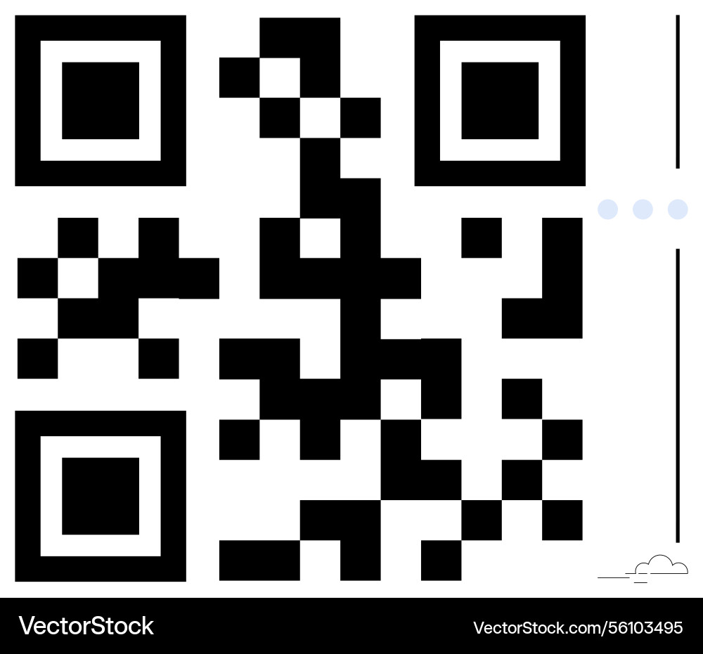Qr code for digital interaction with small cloud Qr code for digital interaction with small cloud vector image