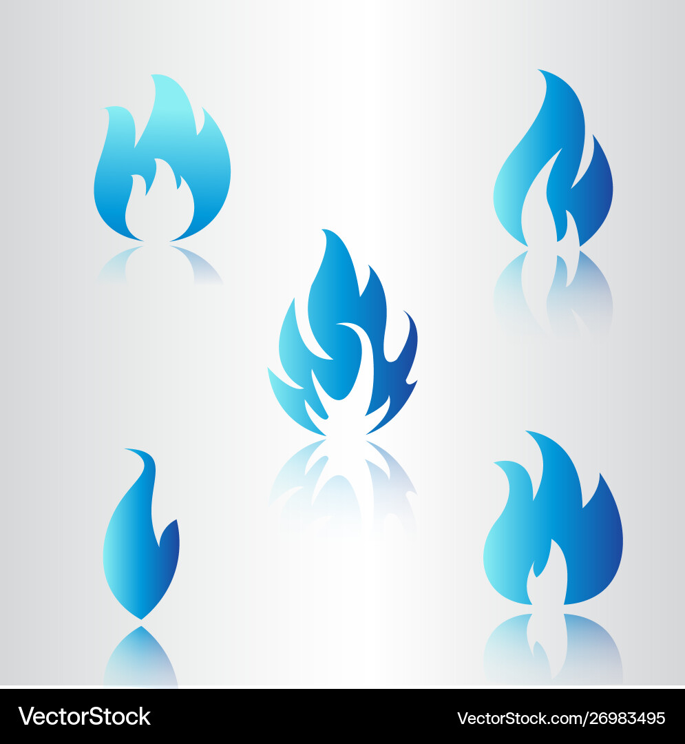 Set blue fire icons Set blue fire icons vector image