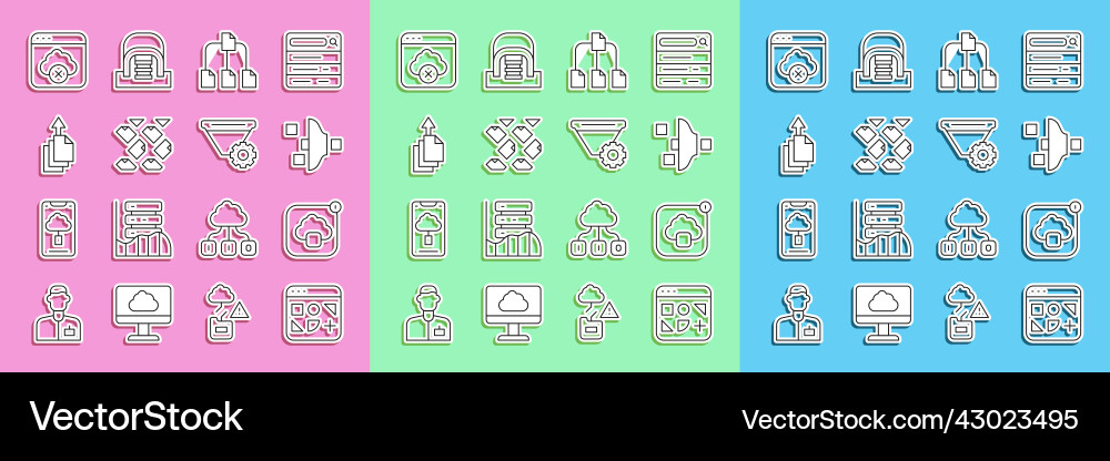 Set line different files cloud technology data Set line different files cloud technology data vector image