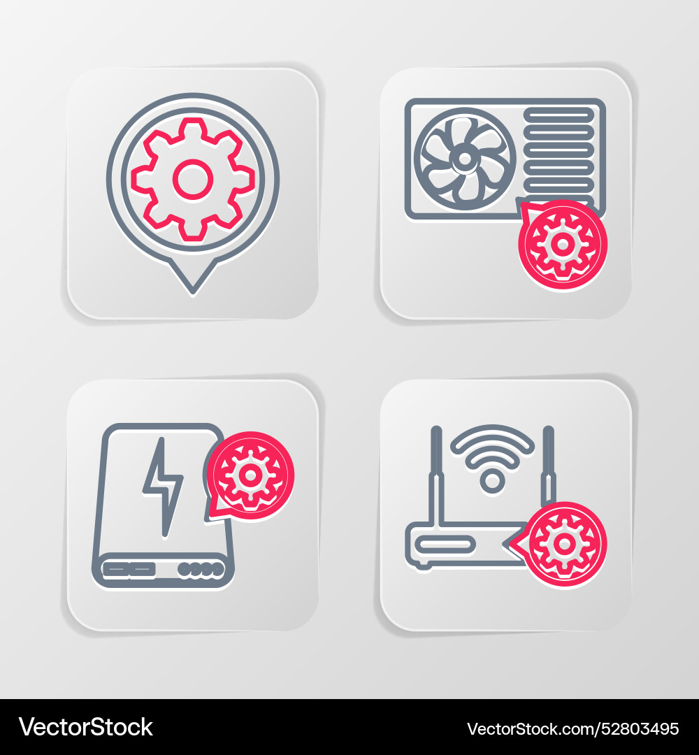 Set line router and wi-fi setting power bank air Set line router and wi-fi setting power bank air vector image