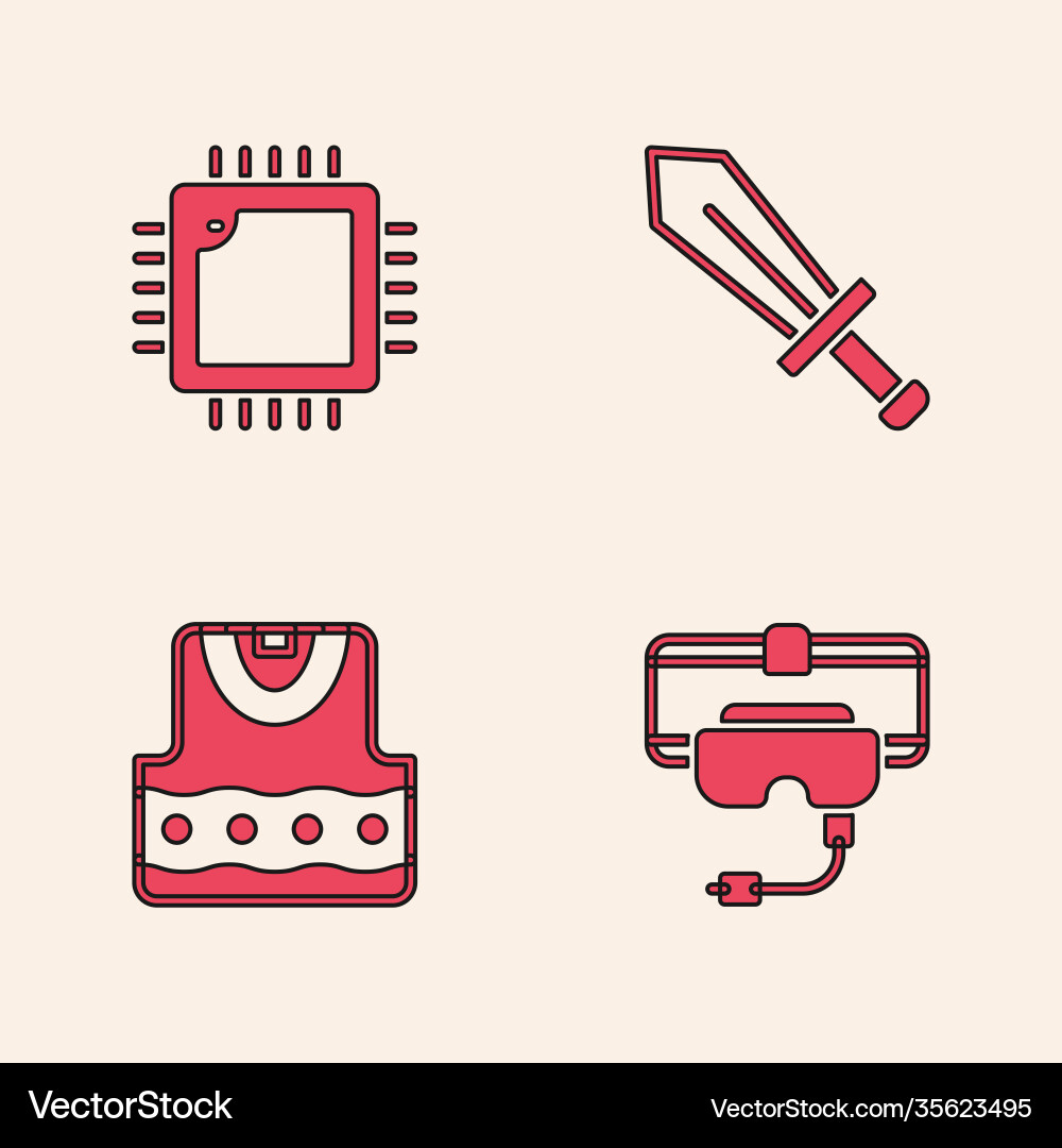 Set virtual reality glasses processor with cpu Set virtual reality glasses processor with cpu vector image