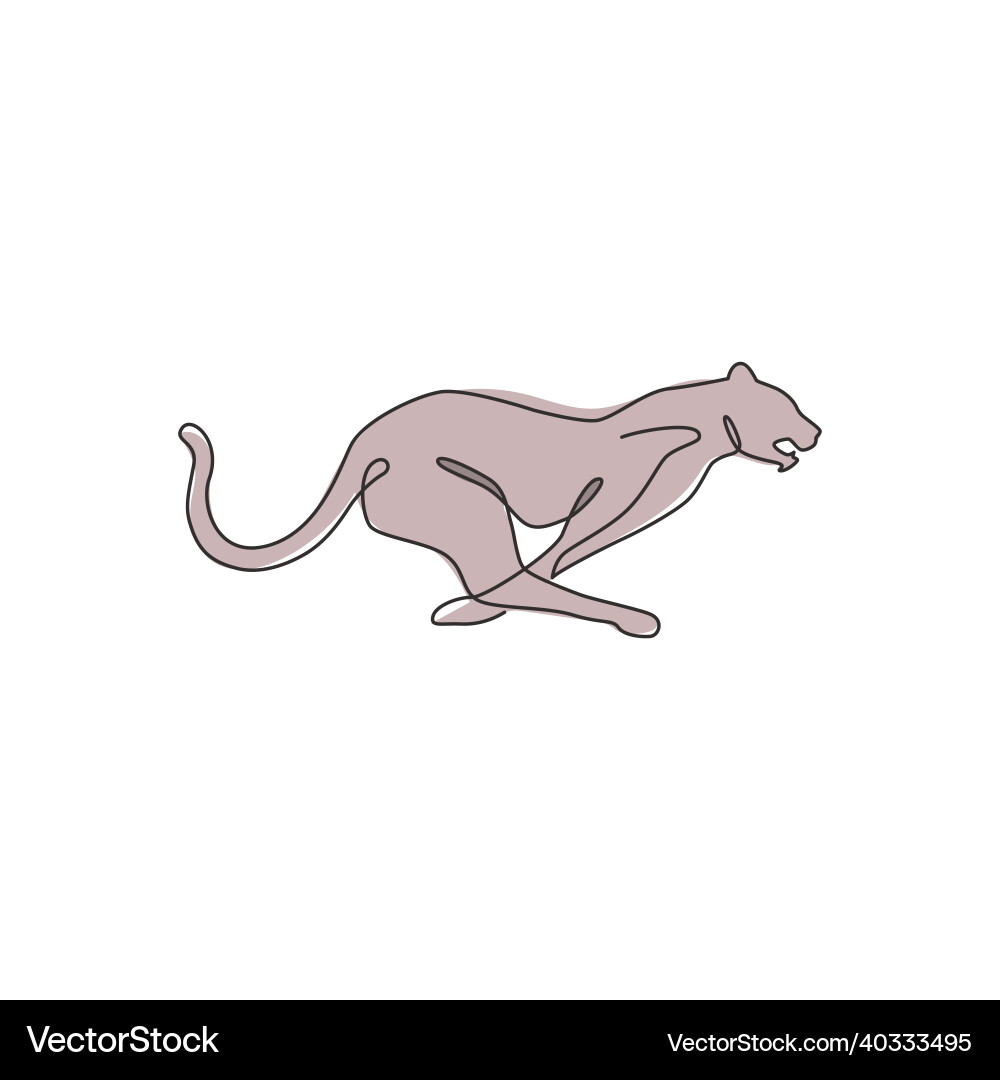 Single continuous line drawing of running cheetah Vector Image
