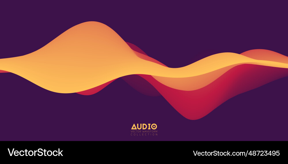 Sound wave visualiztion 3d orange solid waveform Vector Image