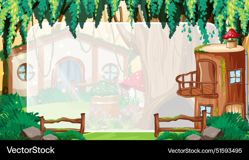 Whimsical treehouse in a lush forest setting Whimsical treehouse in a lush forest setting Vector Image