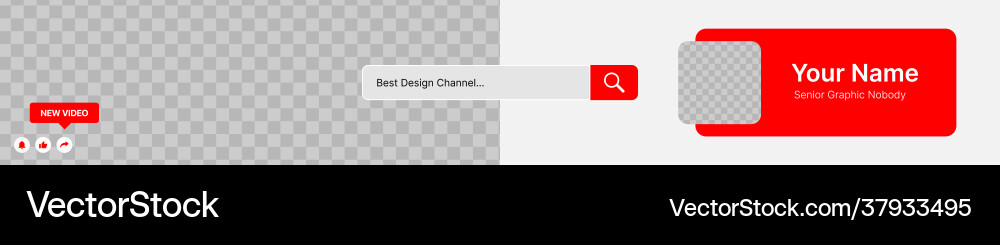 White and red header for account on video platform White and red header for account on video platform vector image