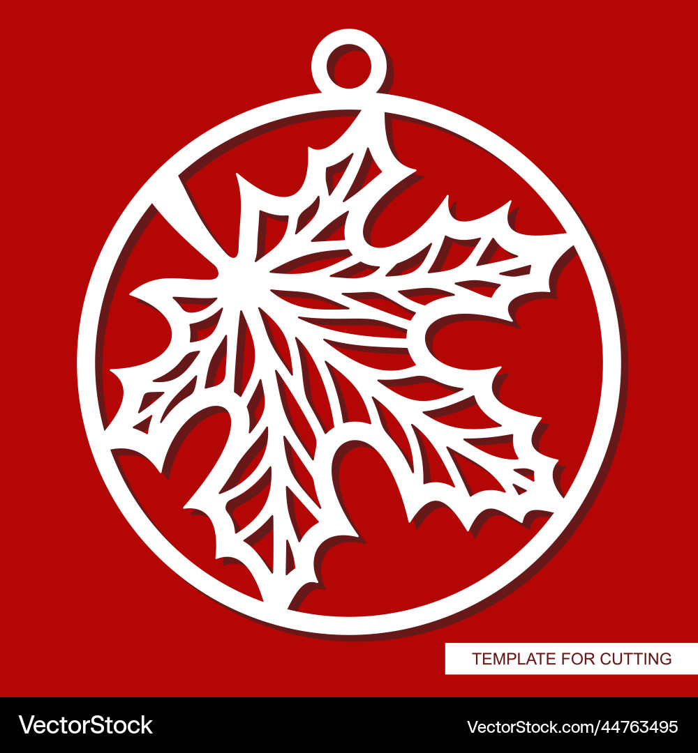 White openwork maple leaf in circle on red White openwork maple leaf in circle on red vector image