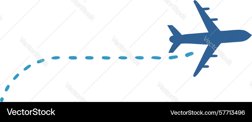 Airplane with curved dotted flight path dynamic vector image