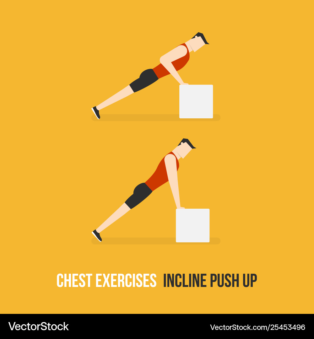 Chest exercises incline push up Chest exercises incline push up vector image