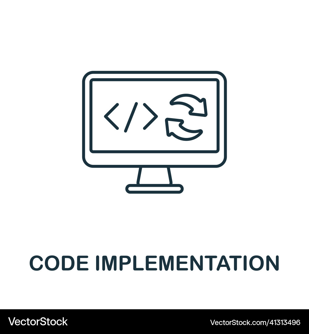 Code implementation icon line element from Code implementation icon line element from vector image