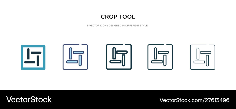 Crop tool icon in different style two colored vector image
