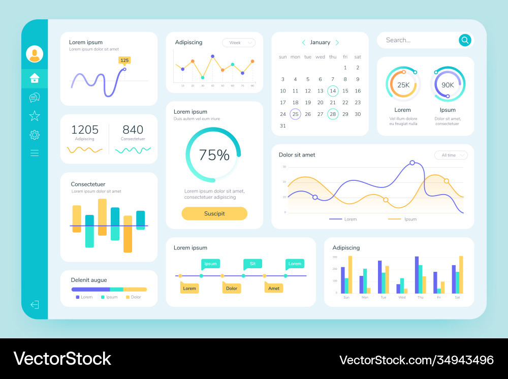 Dashboard ui simple data software chart and hud Dashboard ui simple data software chart and hud vector image