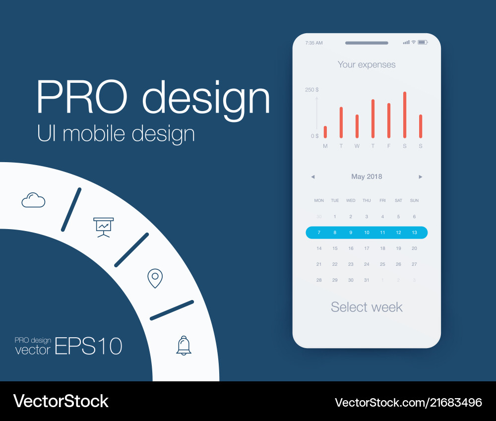Date application ui design concept stock Date application ui design concept stock vector image