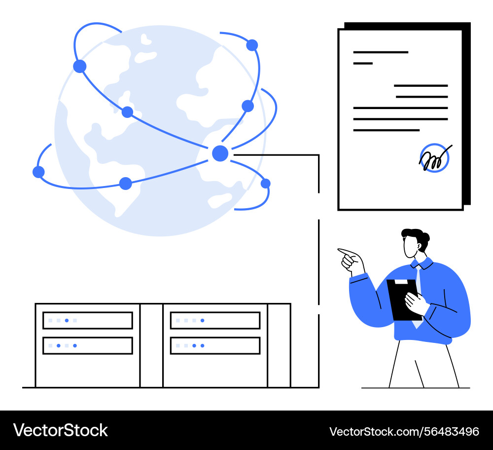 Global network data management with document Global network data management with document vector image