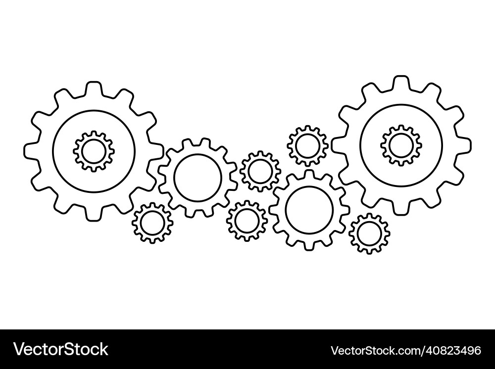 Linear set of gears and cogs Linear set of gears and cogs vector image