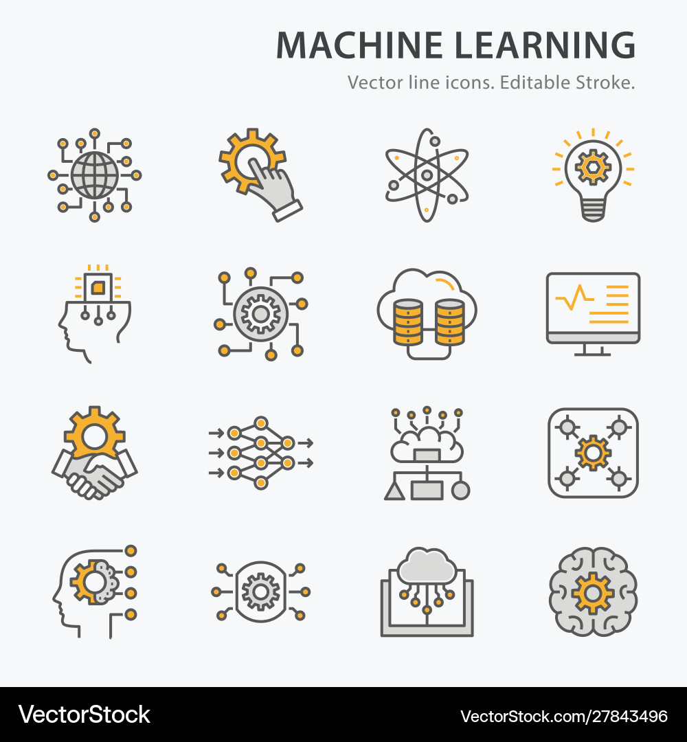 Machine Learning Line Icons vector image