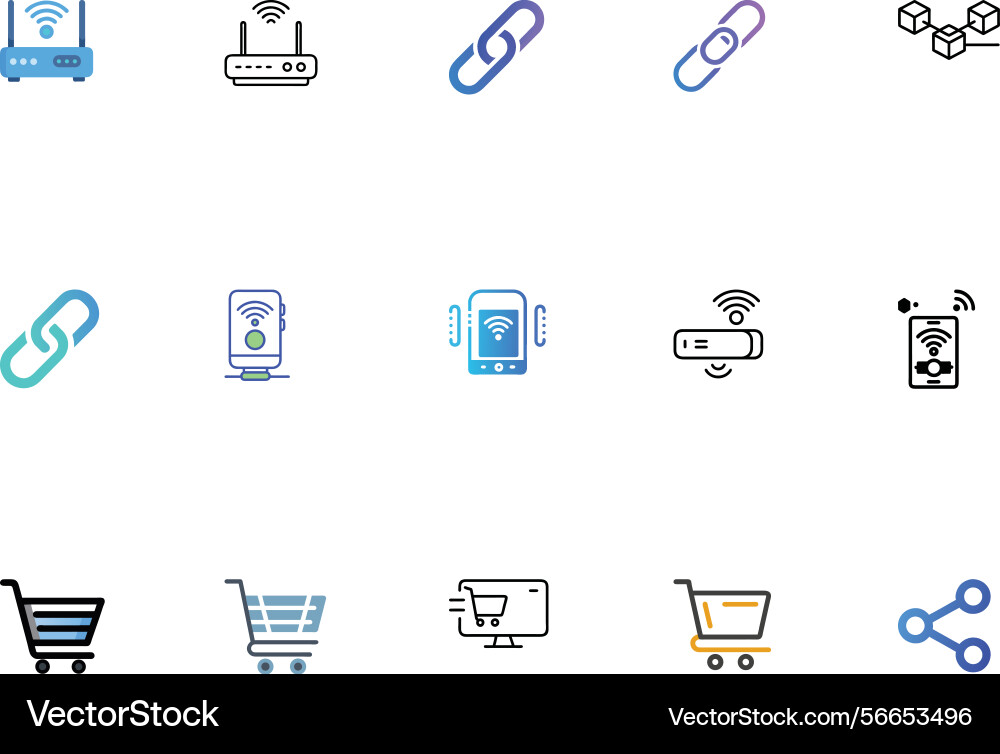 Modern and clean icon set representing network vector image