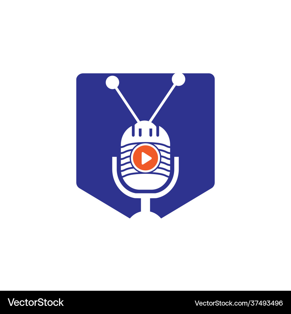 Podcast mic und tv icon logo design Podcast mic und tv icon logo design vektorbild