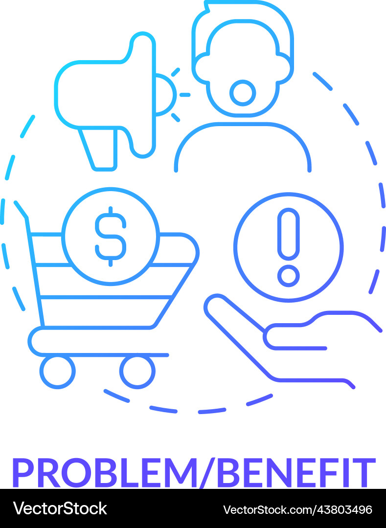 Problem and benefit blue gradient concept icon Problem and benefit blue gradient concept icon Vector Image