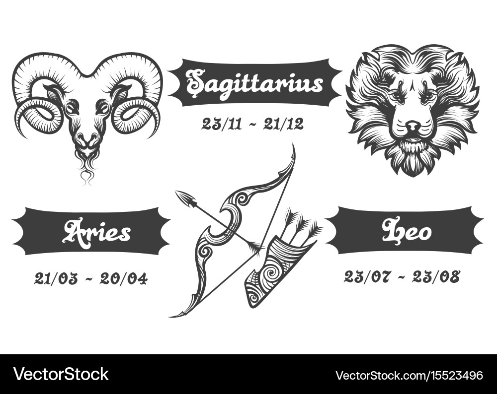 Zodiac Signs - Aries, Leo, Sagittarius Vector Image