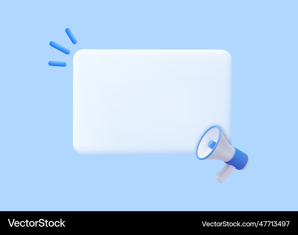 3d megaphone with speech bubble message 3d megaphone with speech bubble message vector image
