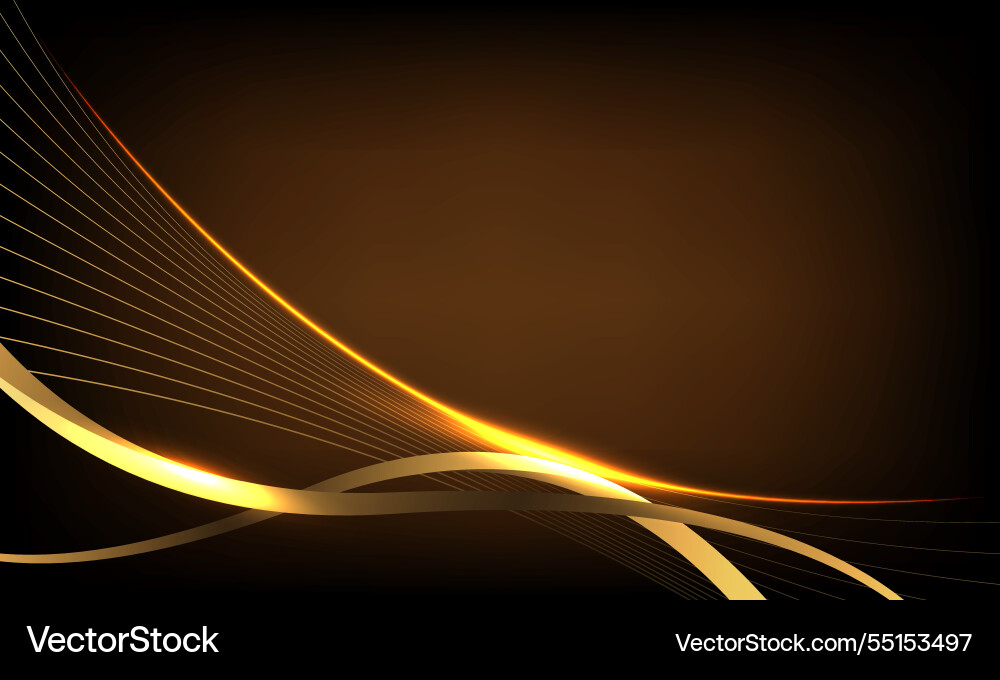 Abstract gold lines wave curve luxury on dark Vector Image